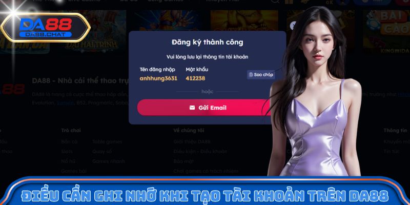 Điều cần ghi nhớ khi tạo tài khoản trên DA88