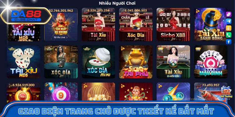 Giao diện trang chủ được thiết kế bắt mắt