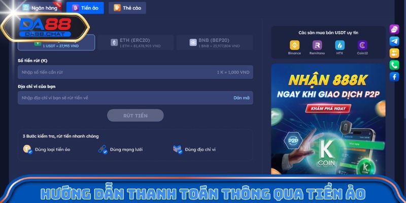 Hướng dẫn thanh toán thông qua tiền ảo