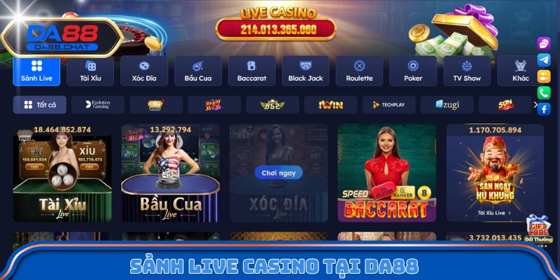 Sảnh Live Casino tại DA88