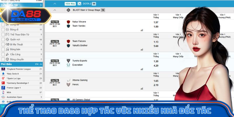 Thể thao DA88 hợp tác với nhiều nhà đối tác 